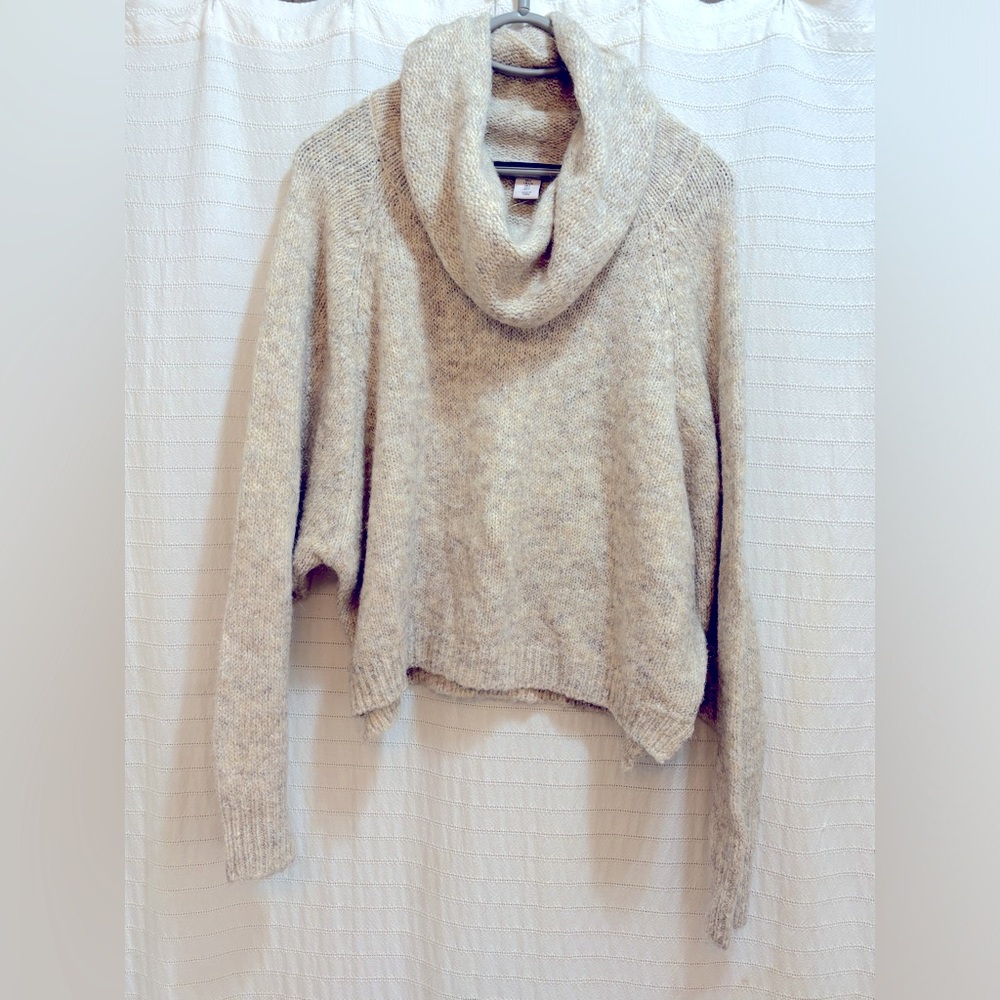 Cowl Neck Knit Cropped Sweater